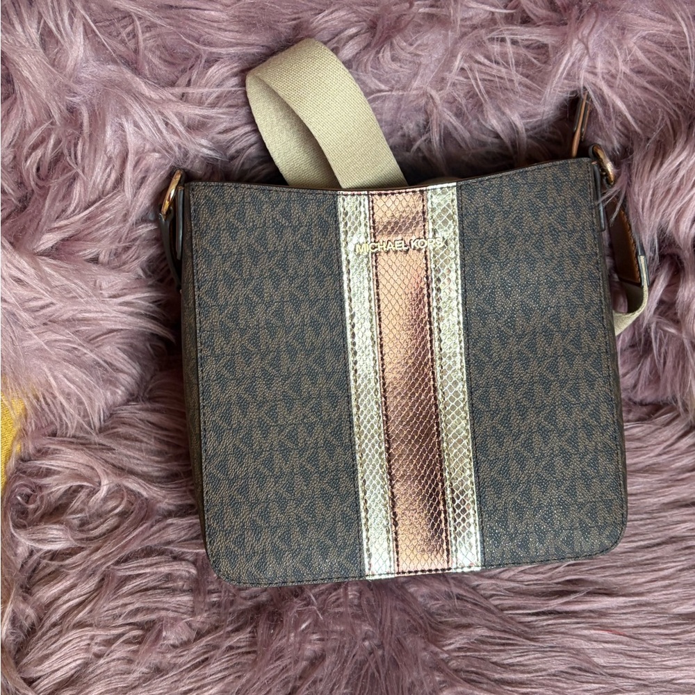 Michael Kors Brown and Gold Crossbody Bag